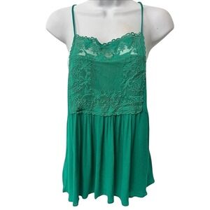 Crochet Lace Cami Top Women XS Green Fairy Babydoll Boho Festival Whimsigoth Y2K